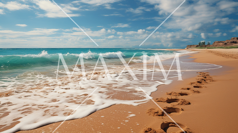 南国の海岸と青い海と青い空