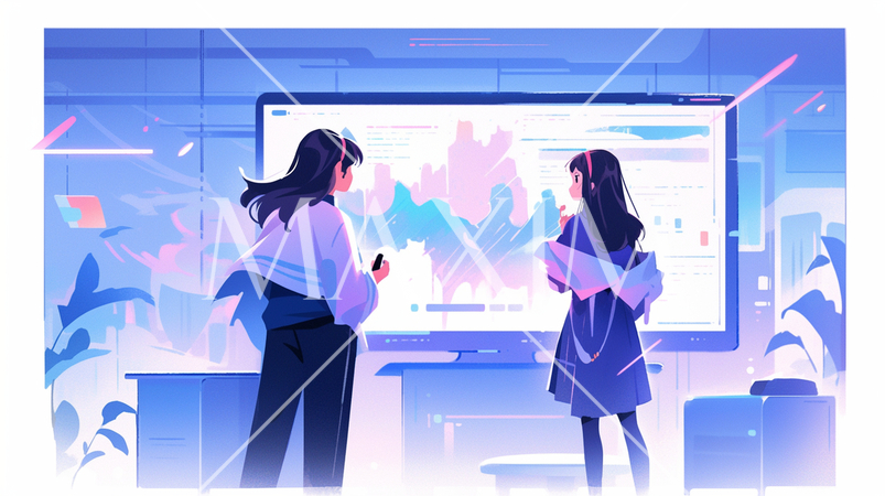 ビジネスミーティング：PC画面を見ながら