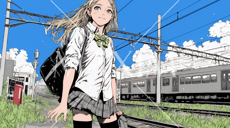 電車で通学している女子高生