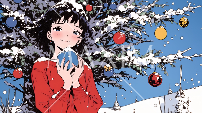 クリスマスツリーと少女