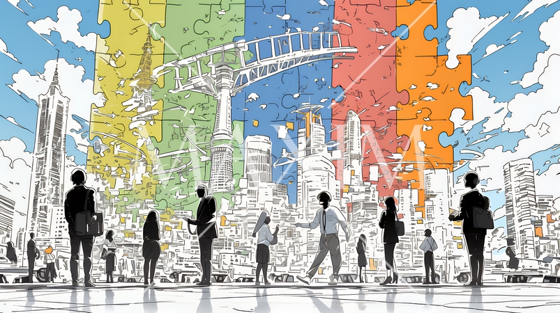 みんな社会のピースなんだよ：秩序ある社会生活をしている反面、独自性が喪失している。