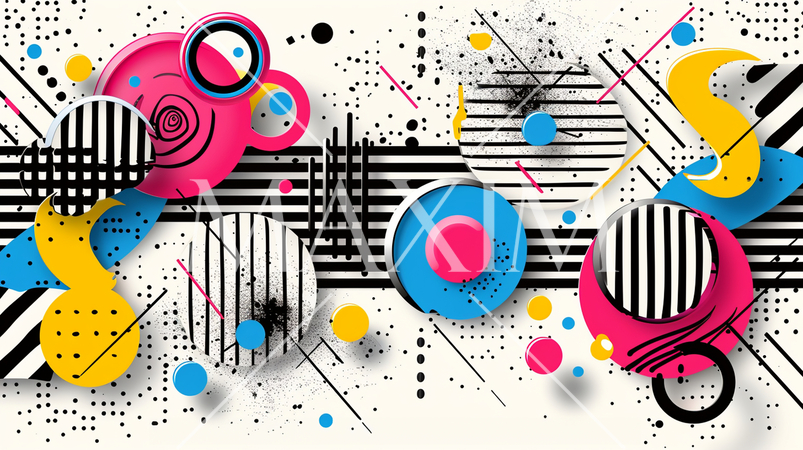 カラフルな切り絵のような幾何学的なデザイン