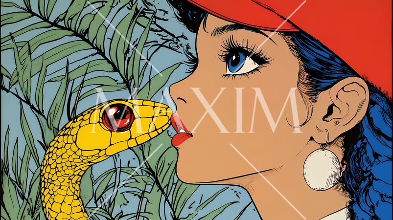 年賀状用のポップなヘビのイラスト