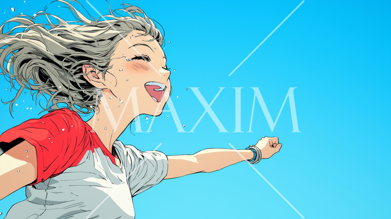 嬉しくて楽しくて飛び跳ねている若い女性