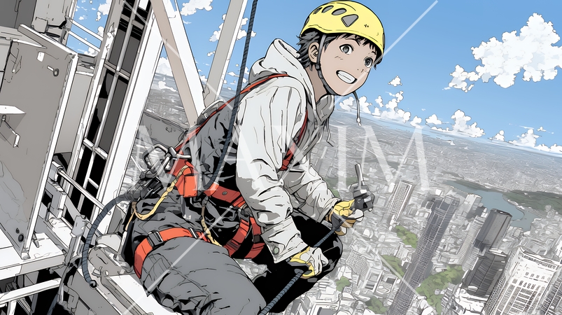 高所で作業をしている男性作業員