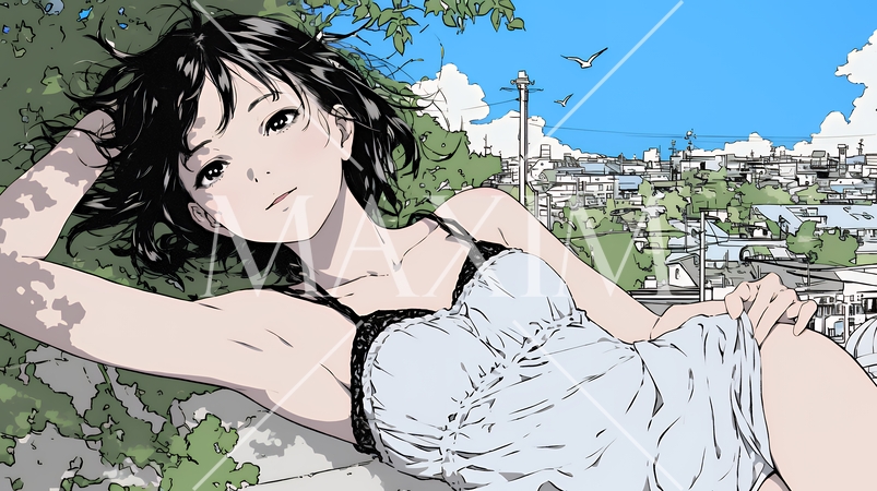 キャミソール姿の若い女性  /  Young Woman in a Camisole Top