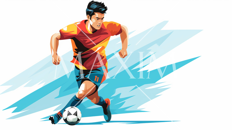 サッカー選手がドリブルをしている