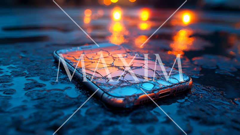 画面に危機的なヒビの入ったスマートフォン