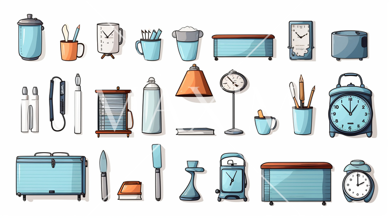 事務机周りの品々のアイコンのリファレンス