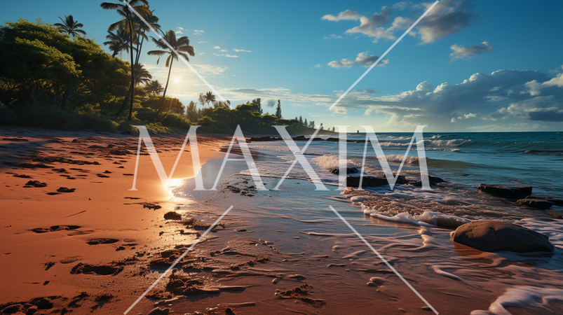 南国の海岸と青い海と青い空