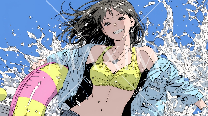 ビーチリゾートを旅行中のビキニ姿の若い女性