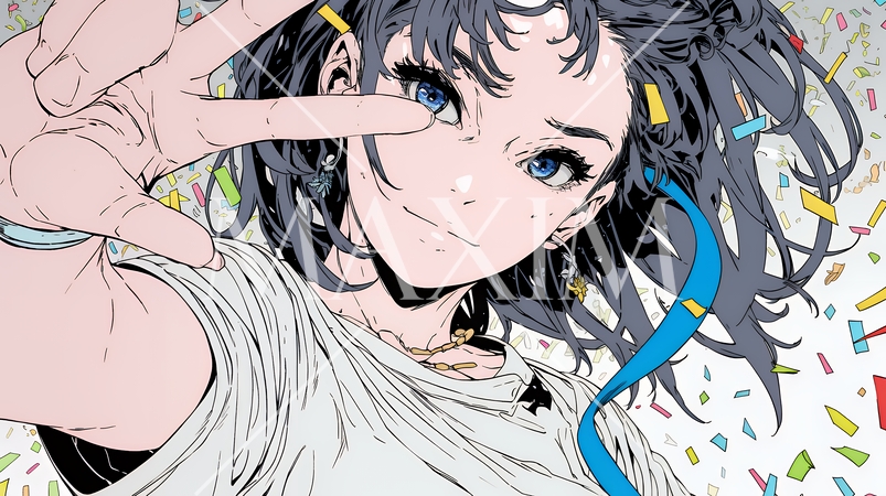 スマホで自撮りしている若い女性