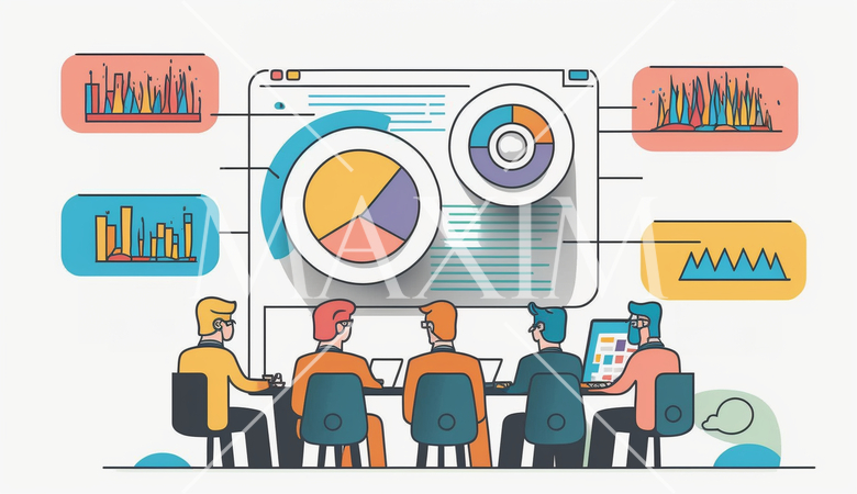 ビジネスストラテジー会議を開いている様子：戦略会議、企業のビジョン設定。