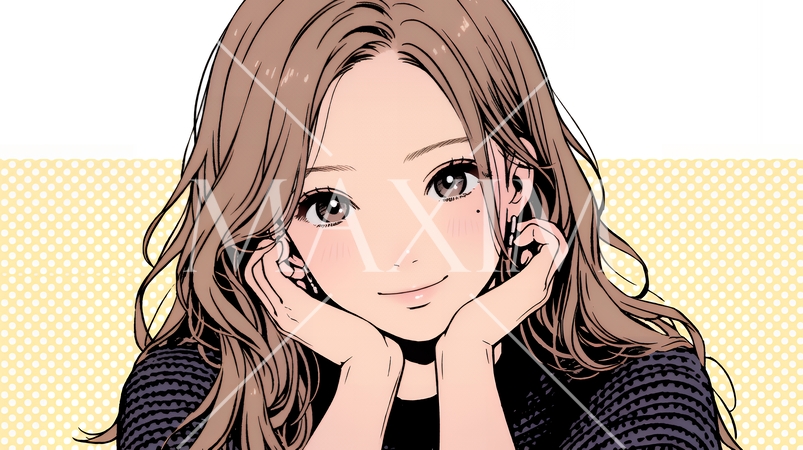 お茶目な（生意気な表情をした遊び心のある）若い女性