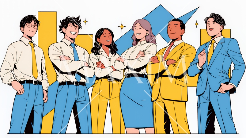 上昇グラフで会社の成長を表すビジネスチーム｜企業発展と成功のビジネスコンセプト