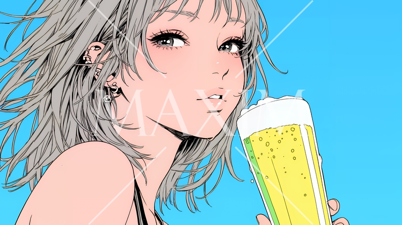 ビールを飲んでいる女性