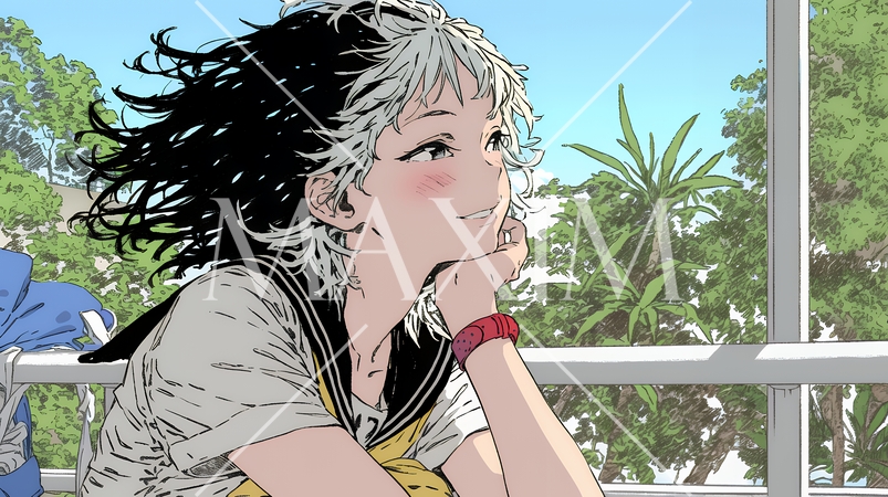 「ふーん、やるじゃない」と驚きと皮肉の混じった表情を見せる若い女性