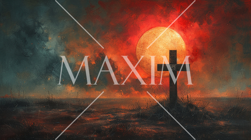 荒廃した荒野に立つ十字架