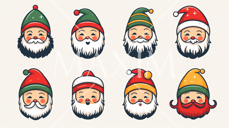 サンタクロースの手書き風アイコンのリファレンスシート