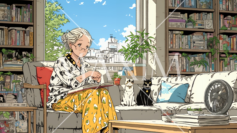 ゆったりとした時間を過ごす高齢の女性