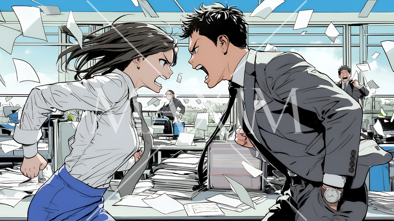 オフィスで言い争いをしているビジネスパーソン