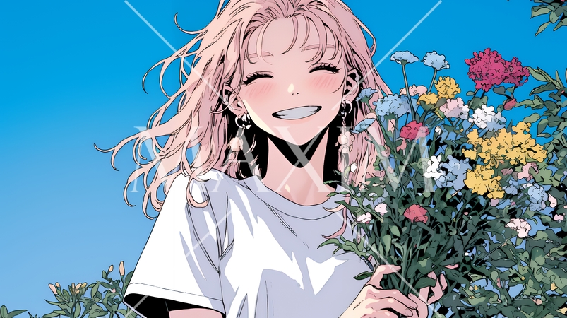 笑顔一杯の若い女性