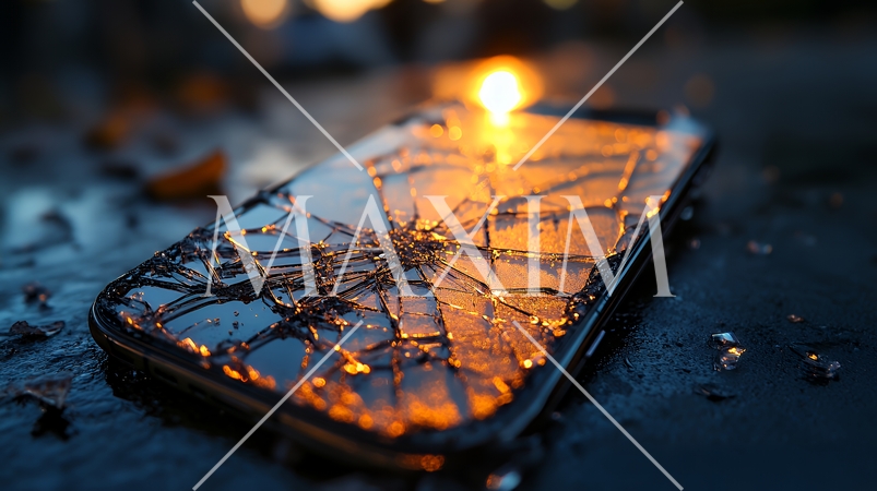 画面に危機的なヒビの入ったスマートフォン
