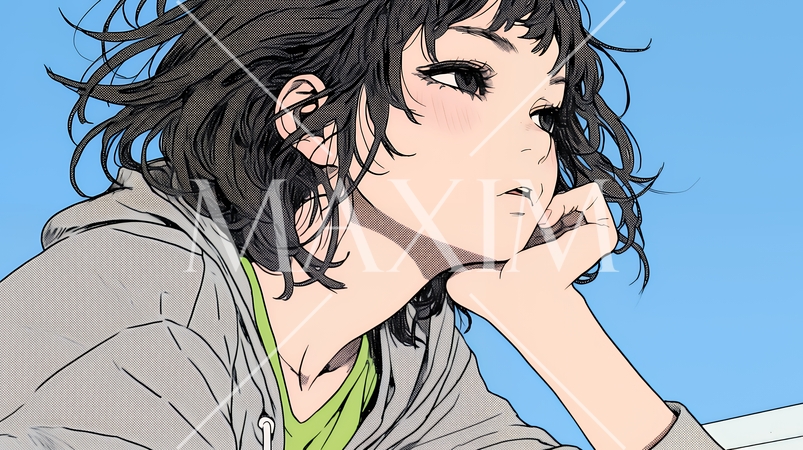 ため息をつく若い女性