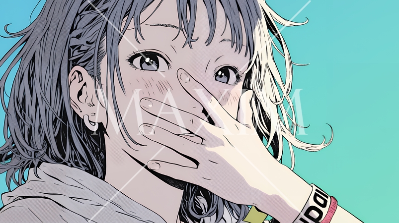 失言をして恥ずかしくて思わず口を手で覆っている若い女性