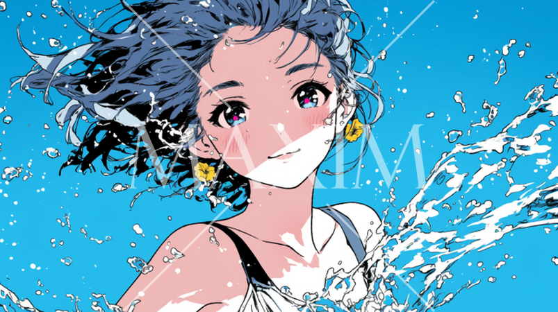 水を浴びている若い女性