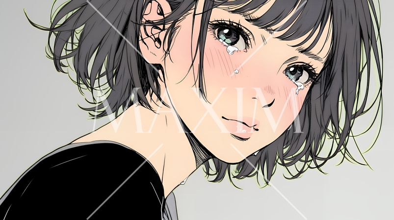 涙ぐむ若い女性