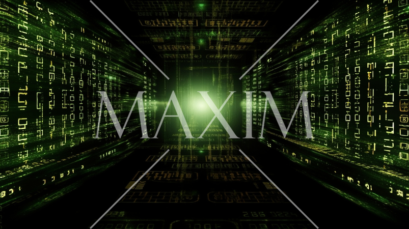 電脳世界に飛び込むイメージの背景画像：精緻CG画像