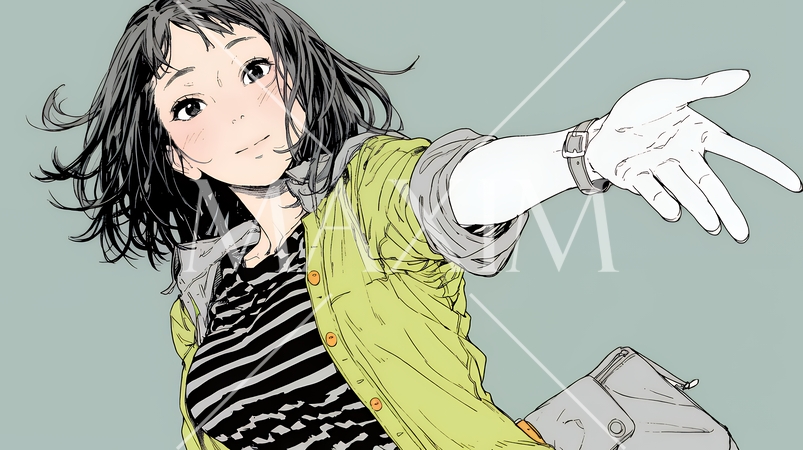 両手を広げて歓迎・驚きの仕草をしている若い女性