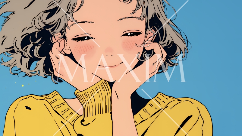 「うふふ」と微笑んでいる若い女性