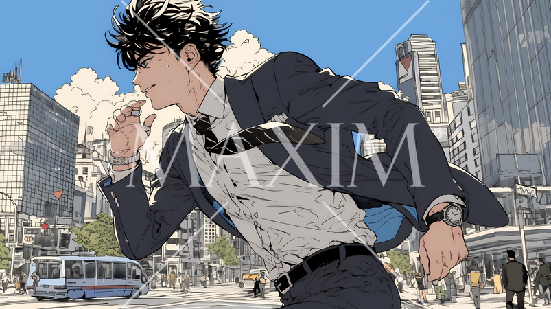 遅刻しそうで猛ダッシュをしている若い男性