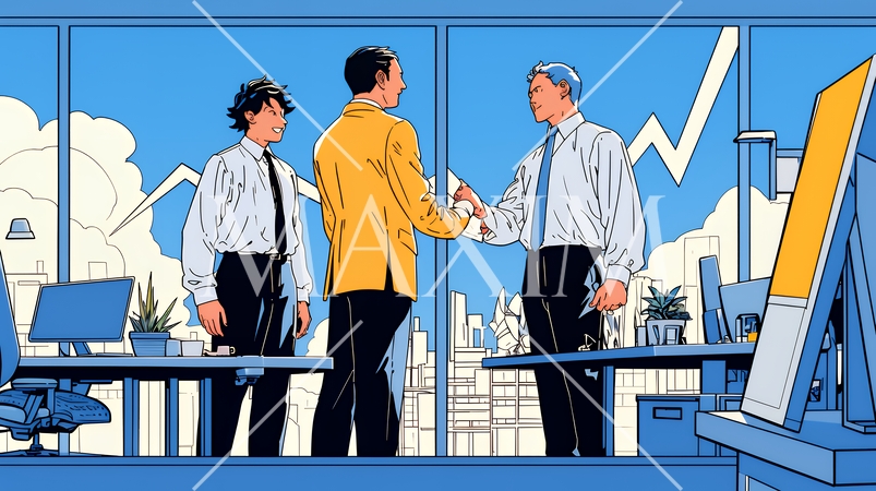 上昇グラフで会社の成長を表すビジネスチーム｜企業発展と成功のビジネスコンセプト