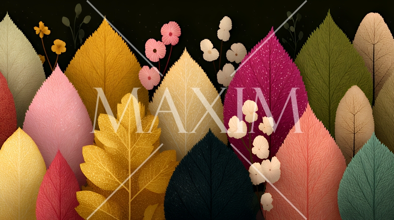 秋の紅葉の葉のフラットな背景画像