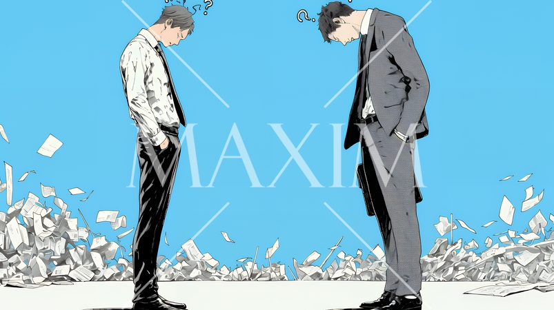 互いに相手の意見を十分に理解できないまま対話を続ける二人のビジネスマン