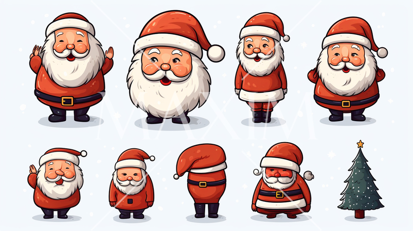 サンタクロースの手書き風アイコンのリファレンスシート