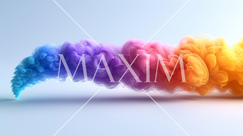 無からあらゆることを想像するイメージ：白背景に虹色の煙