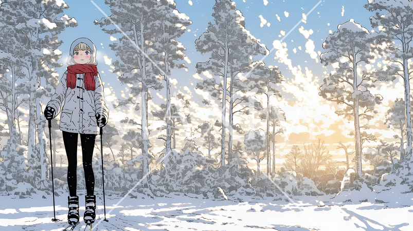 クロスカントリースキーをしている女性