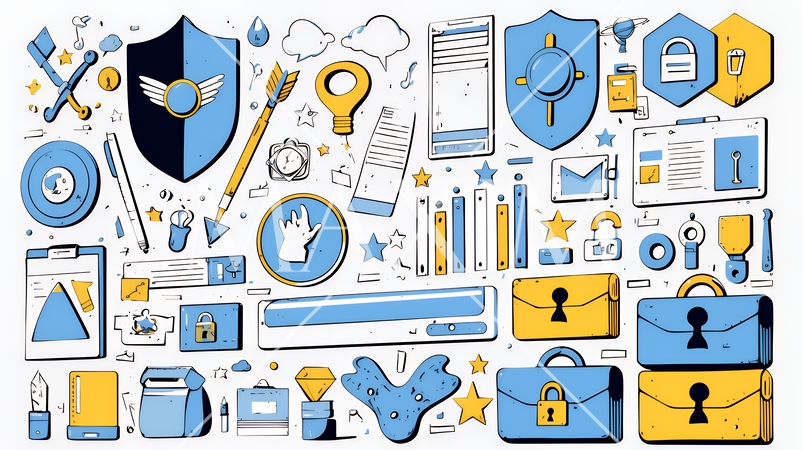 サイバーセキュリティ対策の重要性｜ロックとシールドで守る情報保護のビジネスバナー素材