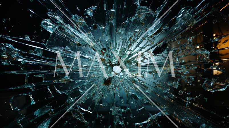 ガラスにできた弾痕：精緻CG