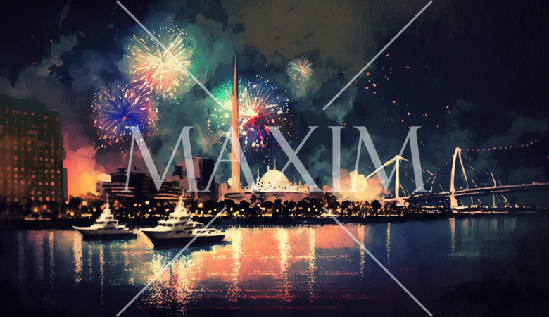 大都会のウォータフロントの花火大会