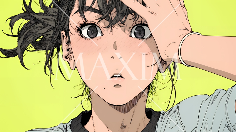 驚愕して息を呑み、目を見開いたまま口をぽかんとする若い女性