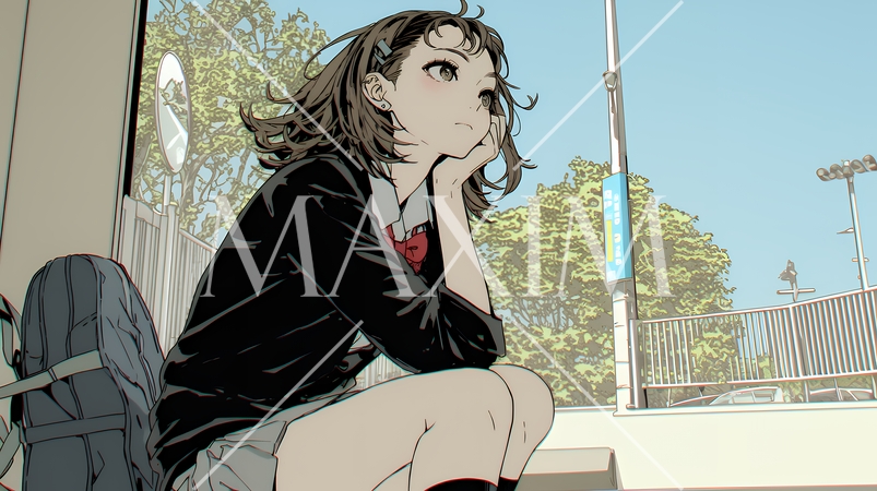 「つまんないの」と不貞腐れている制服を着た女子高生