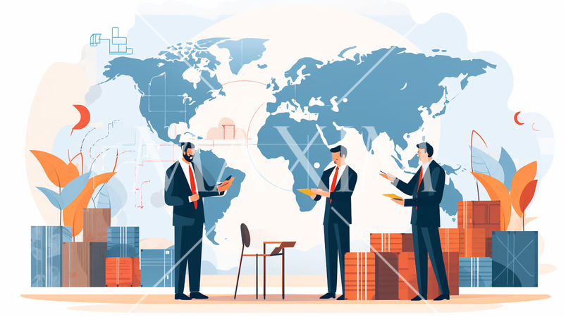 貿易と国際ビジネス：国際的なビジネス取引、輸出入。