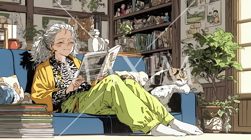 ゆったりとした時間を過ごす高齢の女性