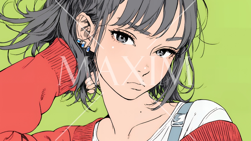 嫉妬の表情を浮かべる若い女性