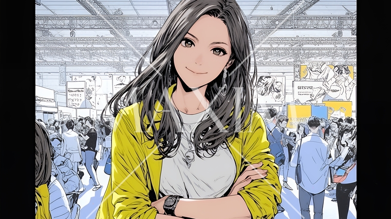 ビジネスフェアに参加しているビジネスウーマン